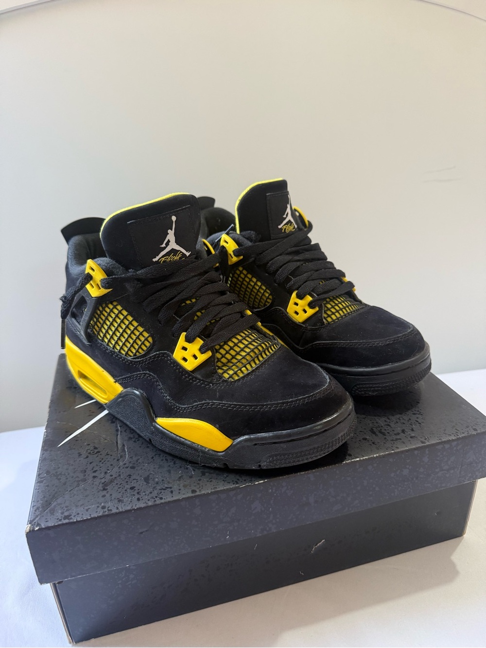 Jordan Black and Yellow Retro Basketball Sneakers